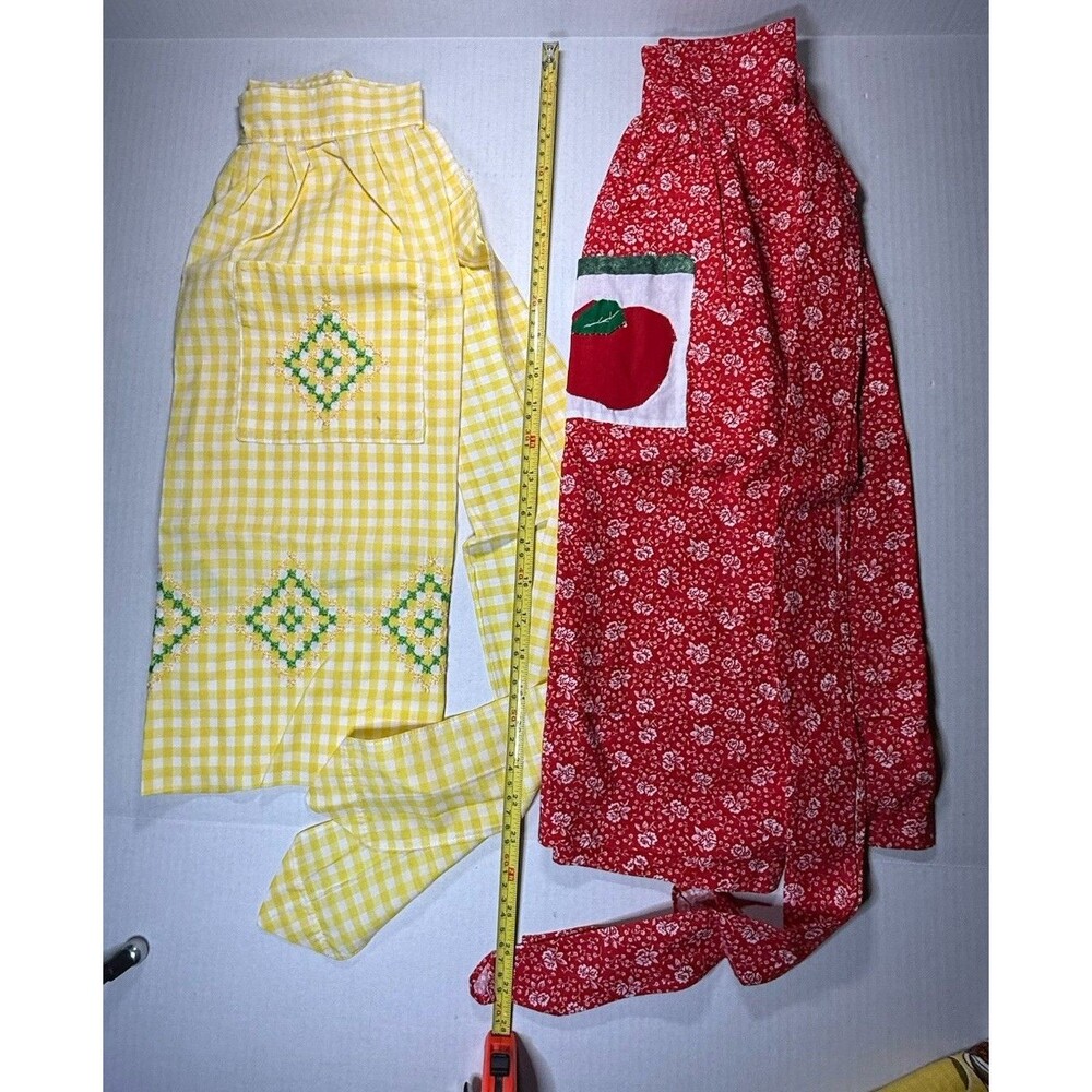 Lot of 4 Vtg Handmade Cotton Aprons 50s 60s Waist Tie Americana Cottage